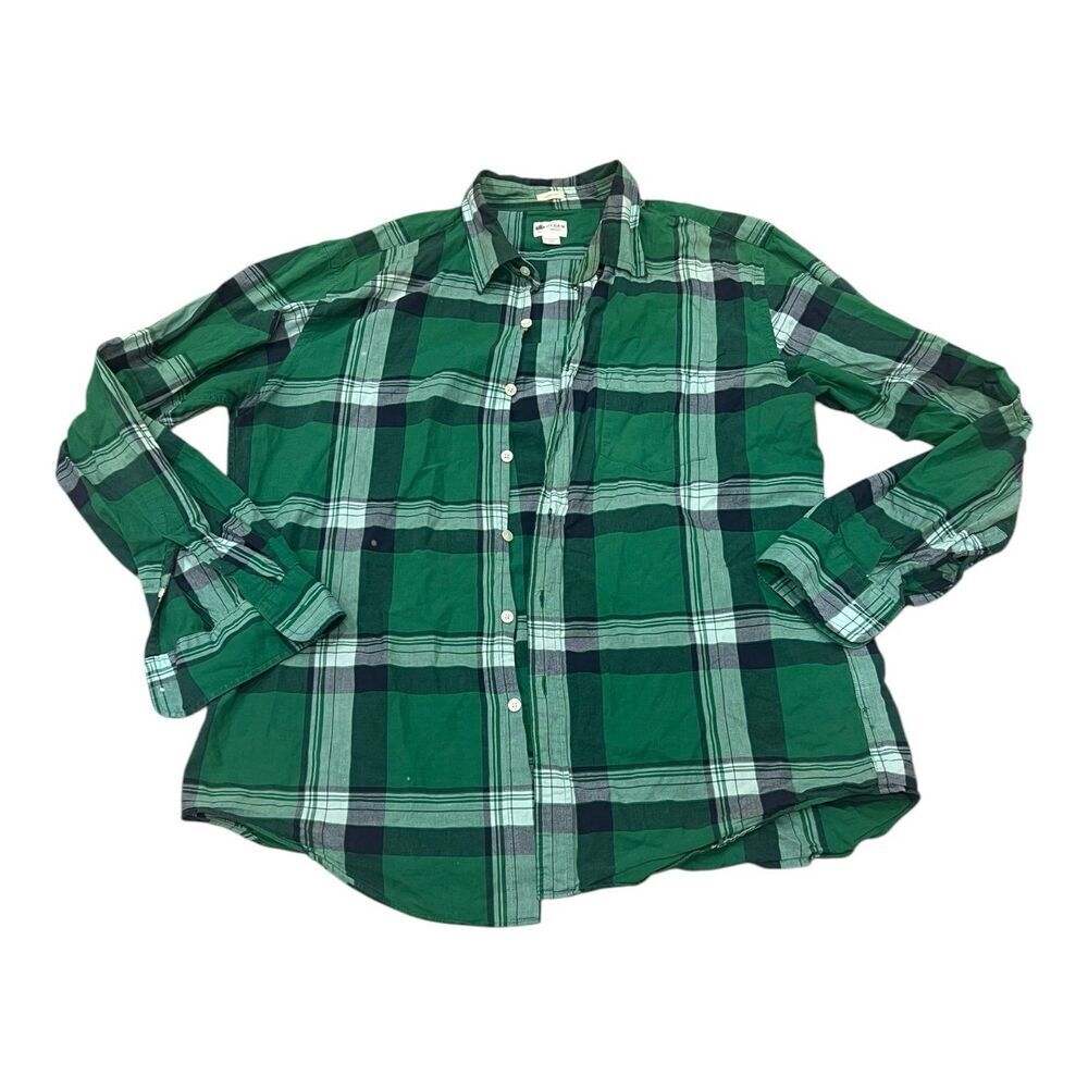 J.Crew Shirtings Green Plaid Tailored Fit Button Down XL